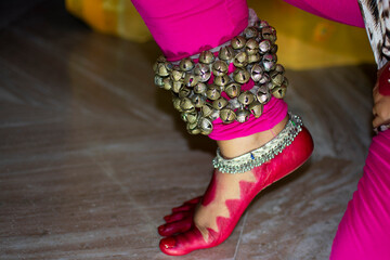 mudras or gestures of bharatanatyam dance with Ghunagharu