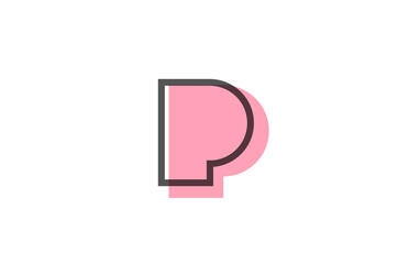 geometric P pink black line alphabet letter logo icon for company. Simple line design for corporate and business
