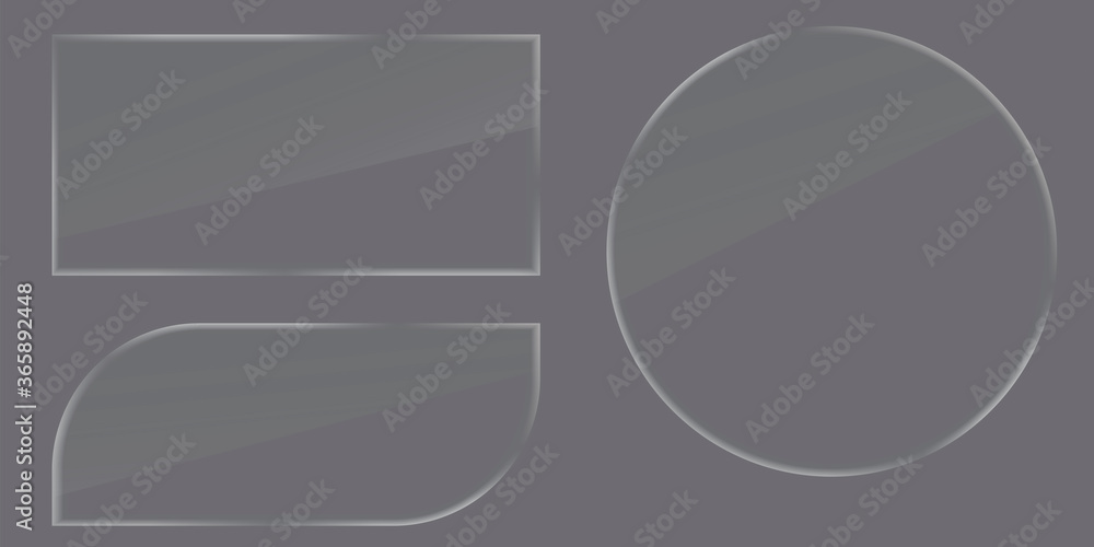 Poster acrylic plexiglass. empty circle made of empty plastic. transparent banner plate. vector image. stoc