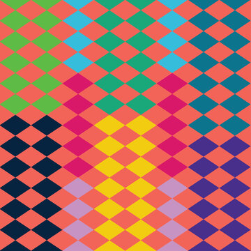 An abstract multicolored neon checkered pattern background image.