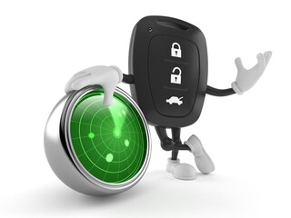 Fototapeta premium Car remote key character with radar