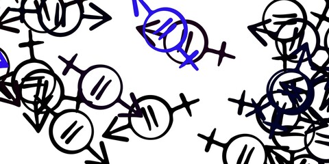 Light Pink, Blue vector template with businesswoman signs.