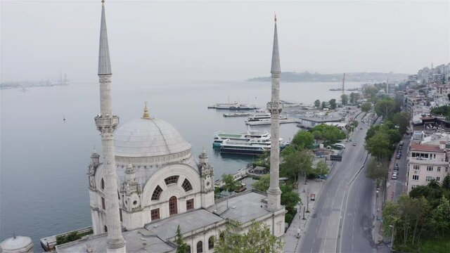 Aerial view of Dolmabahce Mosque in Istanbul