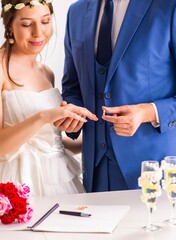 Wedding ceremony with wife and husband