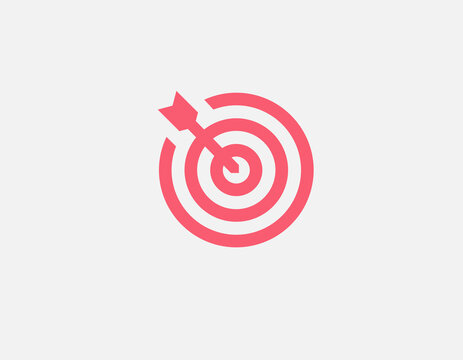 Minimalistic geometric logo icon pattern of circles and arrow, hit the target