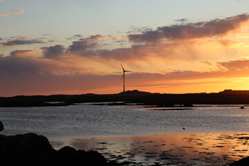Sunset over the sea, Benbecula, Outer Hebrides, Scotland