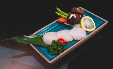 Japanese Hotate scallop meats set.