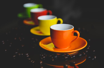 Colorful of espresso coffee cups.