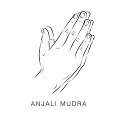 Anjali Mudra, yoga hand gesture, meditation pose - obrazy, fototapety, plakaty