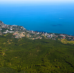 Fototapeta na wymiar View of Gaspra and Koreiz resort villages from a height, Crimea