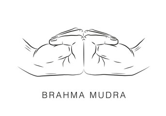 Brahma Mudra, yoga hand gesture, meditation pose - obrazy, fototapety, plakaty