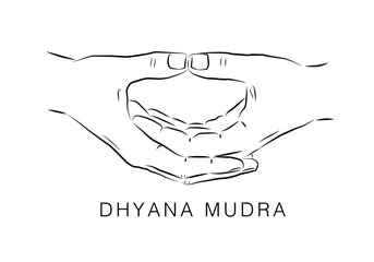 Dhyana Mudra, yoga hand gesture, meditation pose - obrazy, fototapety, plakaty