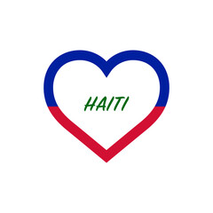 Haiti flag in heart. I love my country. sign. Stock vector illustration isolated on white background.