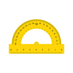Yellow protractor ruler icon. Flat illustration of yellow protractor ruler vector icon for web.