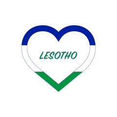 Lesotho flag in heart. I love my country. sign. Stock vector illustration isolated on white background.