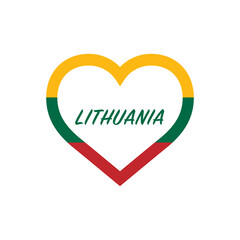Lithuania flag in heart. I love my country. sign. Stock vector illustration isolated on white background.