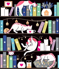 Library cats - winter colours 