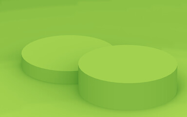 3d green cylinder podium minimal studio background. Abstract 3d geometric shape object illustration render. Display for food natural product.