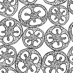 Loofah. Monochrome vector seamless pattern