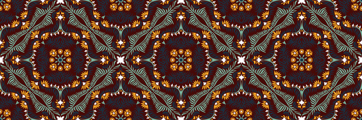 Bandana print. Women's shawl with floral pattern. Mediterranean wallpaper. Portuguese tile azulejo. Turkish ornament. Spanish porcelain. Ceramic dishes. 