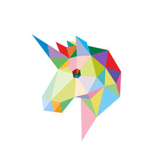 UNICORN HEAD WITH POLYGONAL GEOMETRIC STYLE