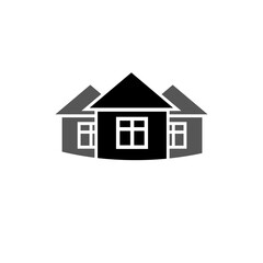 Three houses icon. House home real estate logo design. Vector illustration