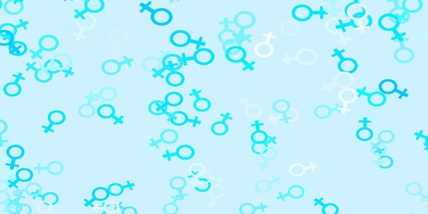 Light Pink, Blue vector backdrop with woman's power symbols.