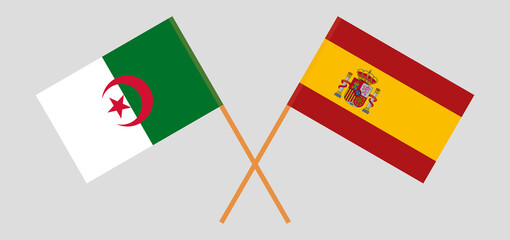 Crossed flags of Algeria and Spain