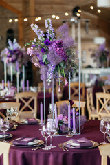 The Concept Of Wedding Decor. Purple and lilac decor