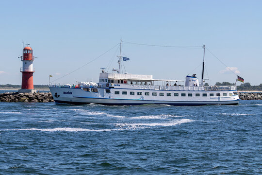 ROSTOCK, GERMANY - JUNE 15, 2020: tourist steamer BATLICA outbound Rostock