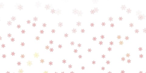Light red, yellow vector doodle texture with flowers.
