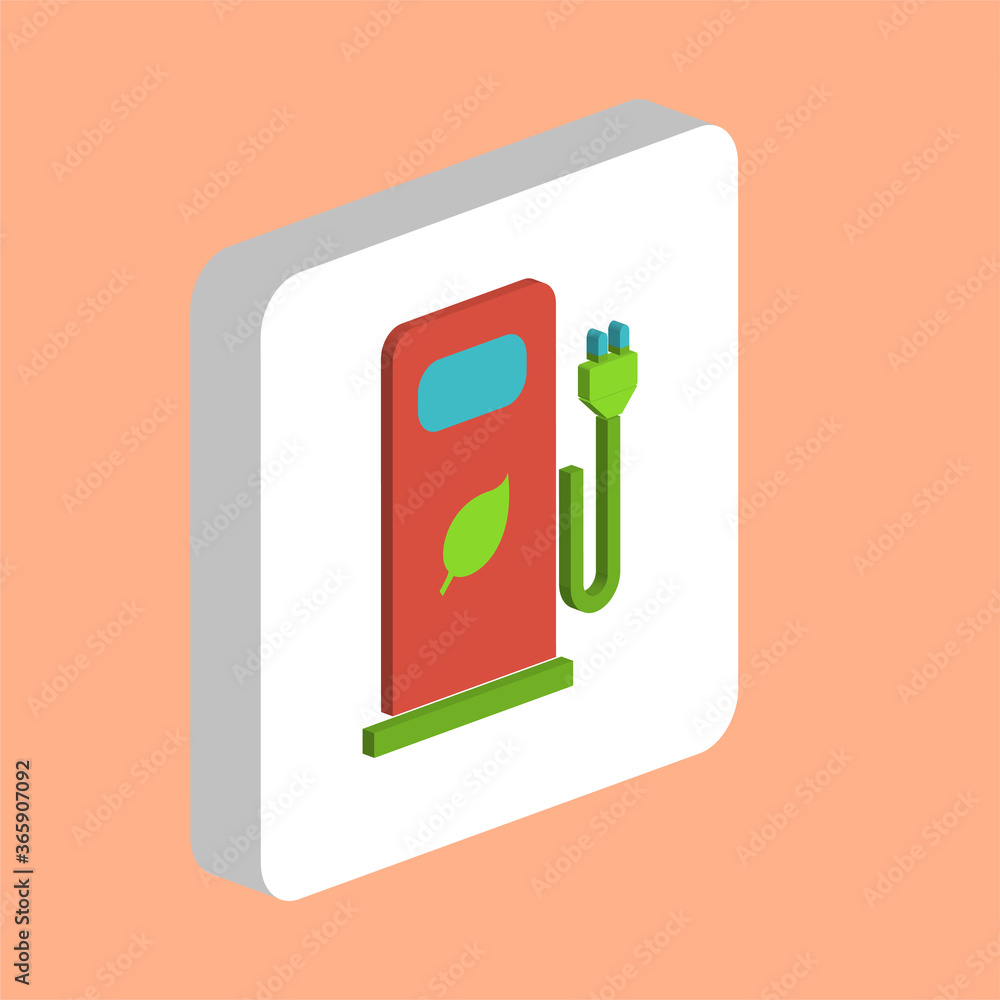 Poster car charging station simple vector icon. illustration symbol design template for web mobile ui eleme