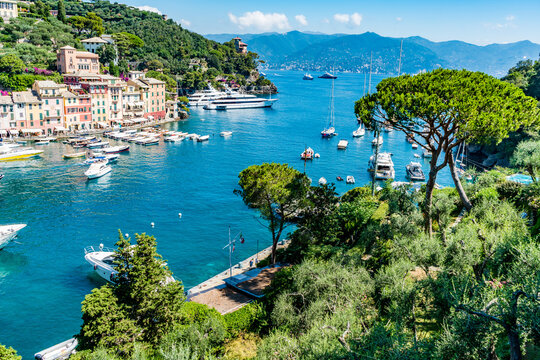 High view over Portofino, Italy. Landscape orientation 