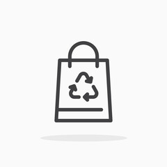 Recycle plastic bag icon in line style. Editable stroke.