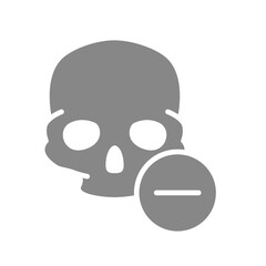 Skull with minus grey icon. Bone structure of the head, cranium symbol
