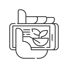 Fototapeta premium Plant management black line icon. Smart farm. Sign for web page, app. UI UX GUI design element. Editable stroke