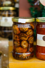 A jar of green walnuts jam