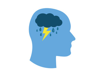 Mental Health storm cloud icon in a head shape