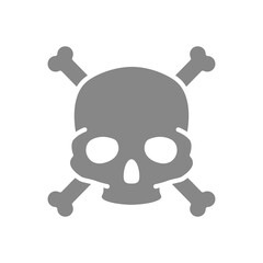 Skull with crossbones grey icon. Warning of death, poisonous substances, hazard symbol