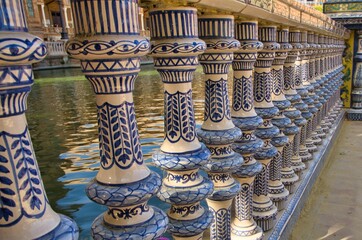 Beautiful architecture of Plaza De Espana building in Seville, Spain