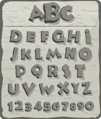 Alphabet, letters from granite stone