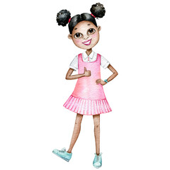 Watercolor Kids Illustration,ipg, isolated on white