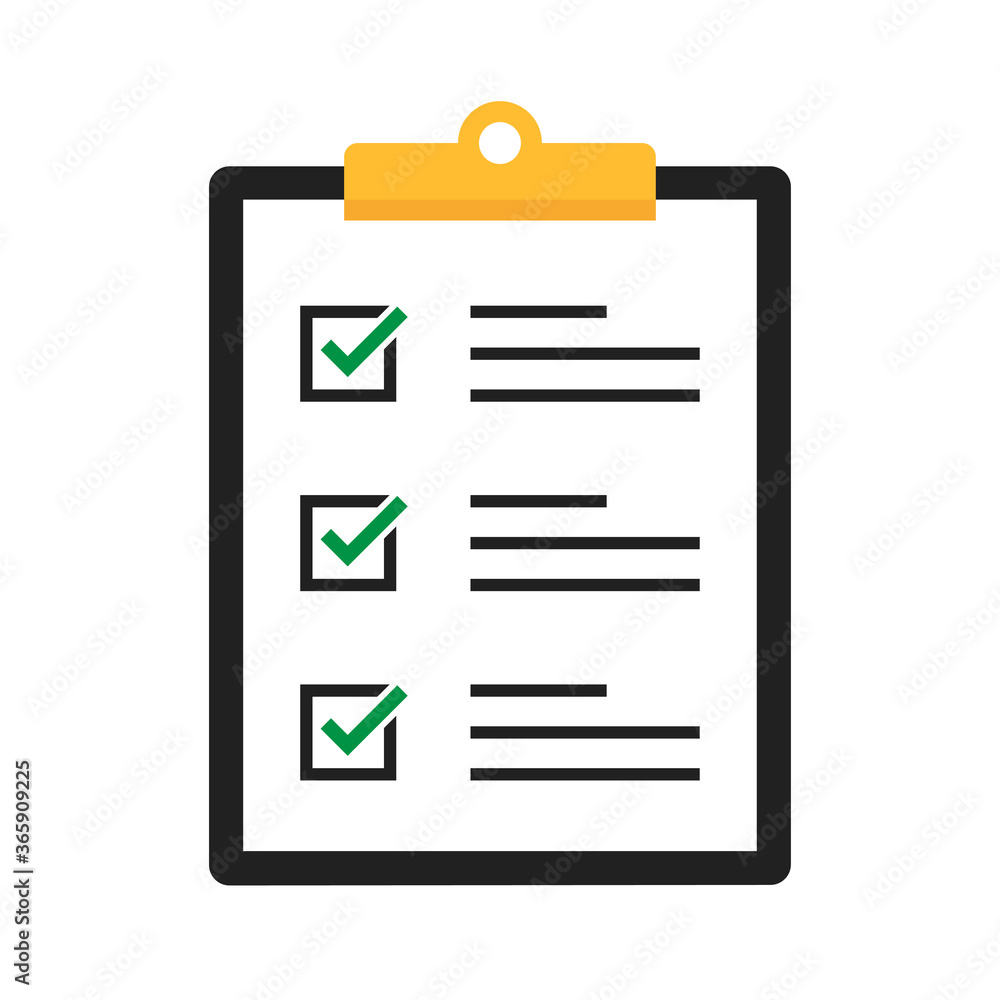 Poster clipboard with checklist. vector isolated illustration. clipboard with checklist in cartoon design. 