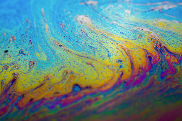 Abstract background texture of iridescent paints. Soap bubble