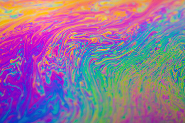 Abstract background texture of iridescent paints. Soap bubble