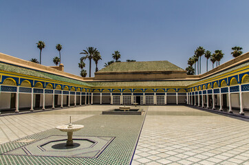 Obraz premium Beautiful courtyard in El Bahia palace in Marrakesh, Morocco 