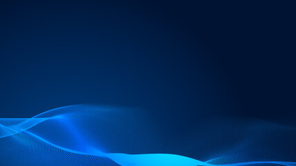 Dot blue wave light screen gradient texture background. Abstract  technology big data digital background. 3d rendering.
