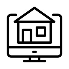 house on computer display icon vector. house on computer display sign. isolated contour symbol illustration