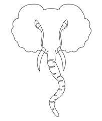 One line drawing of an elephant. Trendy continuous line animal mascot concept for icon. Drawing isolated on a white background. Single line stock vector illustration.