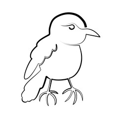 One line drawing of a bird in profile.  Trendy continuous line animal mascot concept for icon. Drawing isolated on a white background. Single line stock vector illustration.